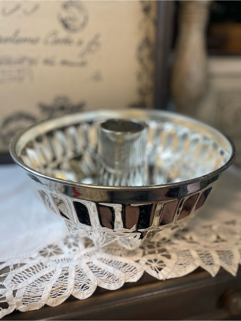 Kaiser Germany vintage silver metal Bundt cake pan